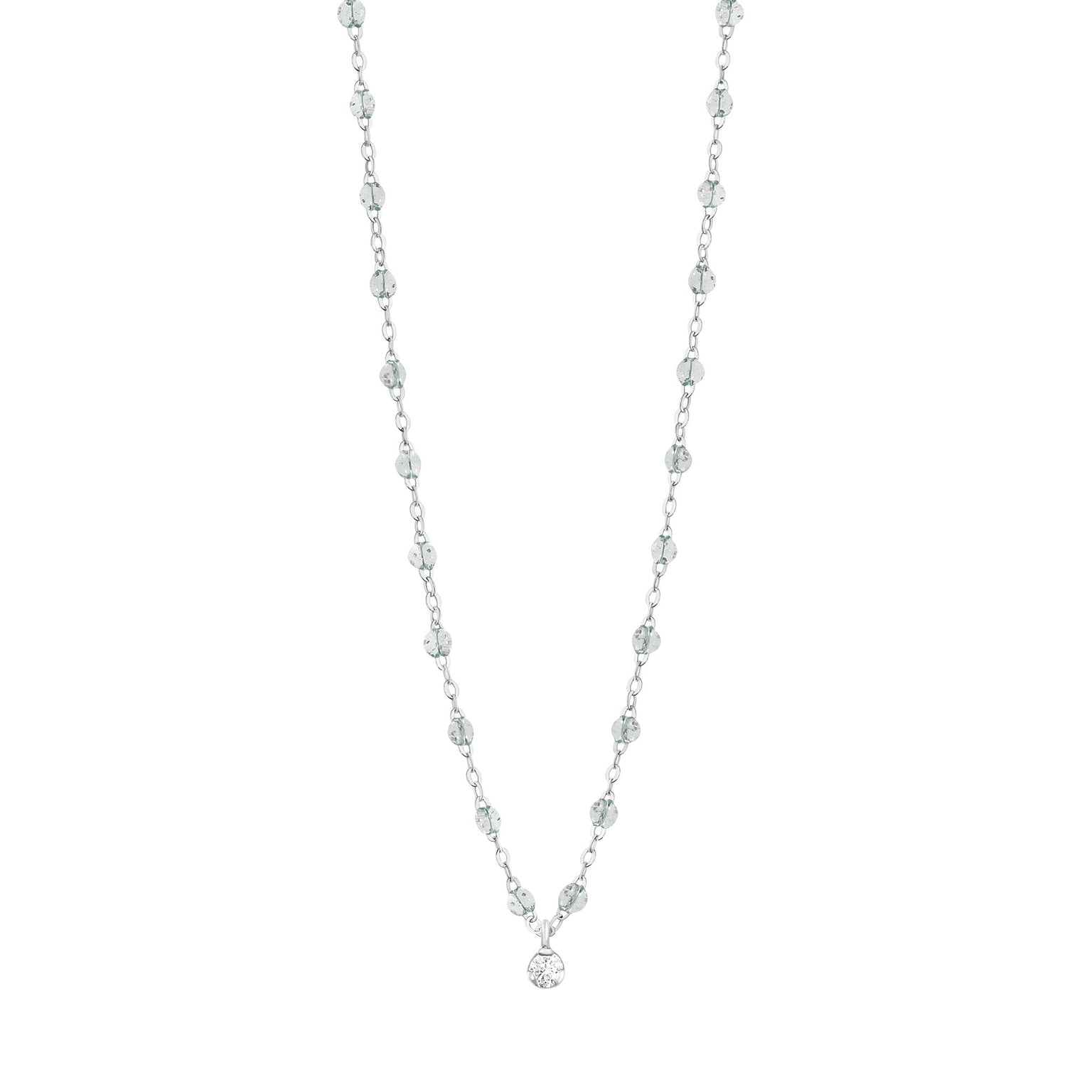 Gigi Clozeau - Collier sparkle Gigi Suprême, or blanc, 1 diamant, 42 cm