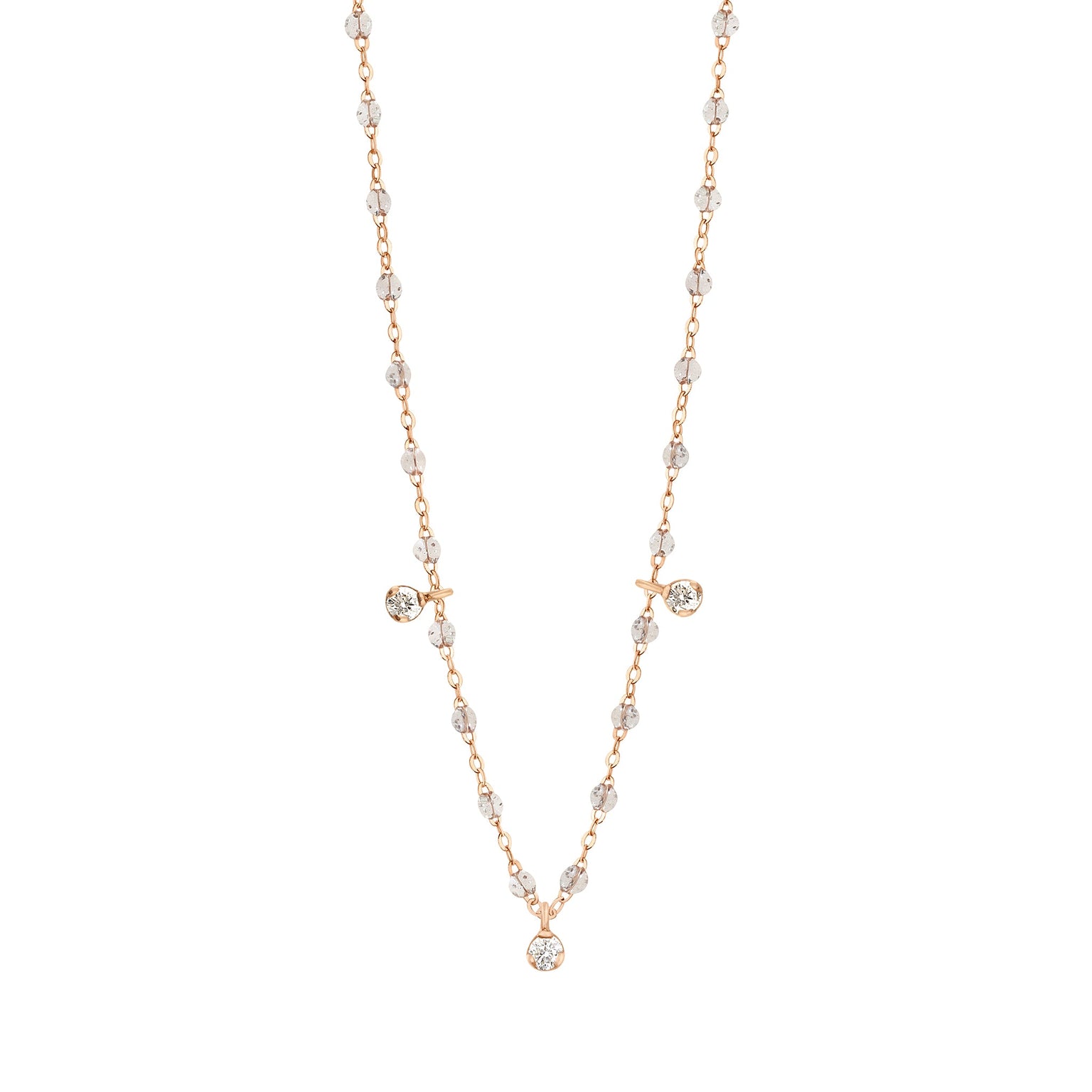 Gigi Clozeau - Collier sparkle Gigi Suprême, or rose, 3 diamants, 45 cm