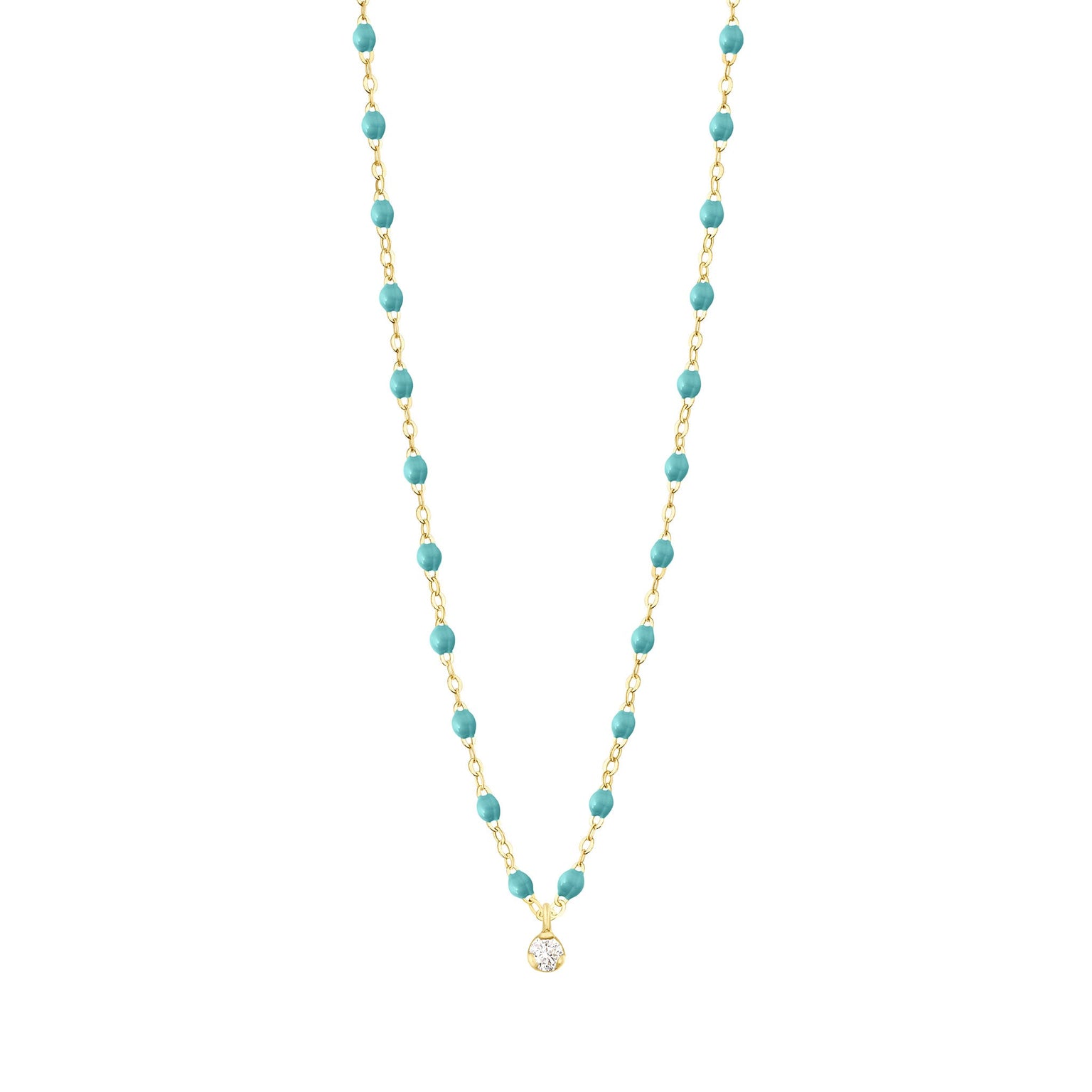 Gigi Clozeau - Collier turquoise vert Gigi Suprême, or jaune, 1 diamant, 42 cm