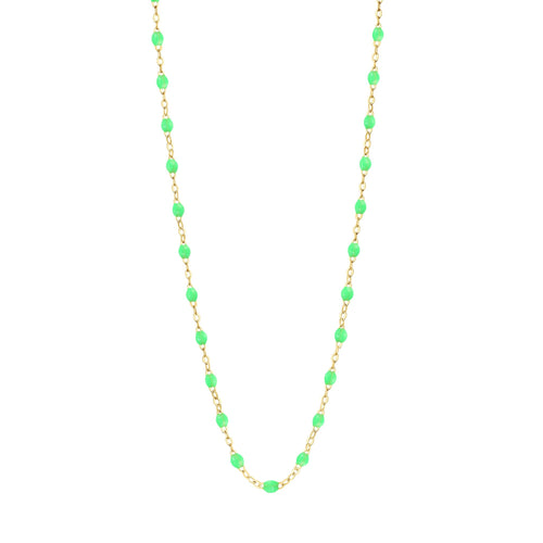 Gigi Clozeau - Collier vert fluo Classique Gigi, or jaune, 45 cm
