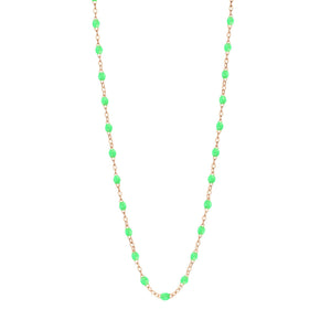 Gigi Clozeau - Collier vert fluo Classique Gigi, or rose, 45 cm