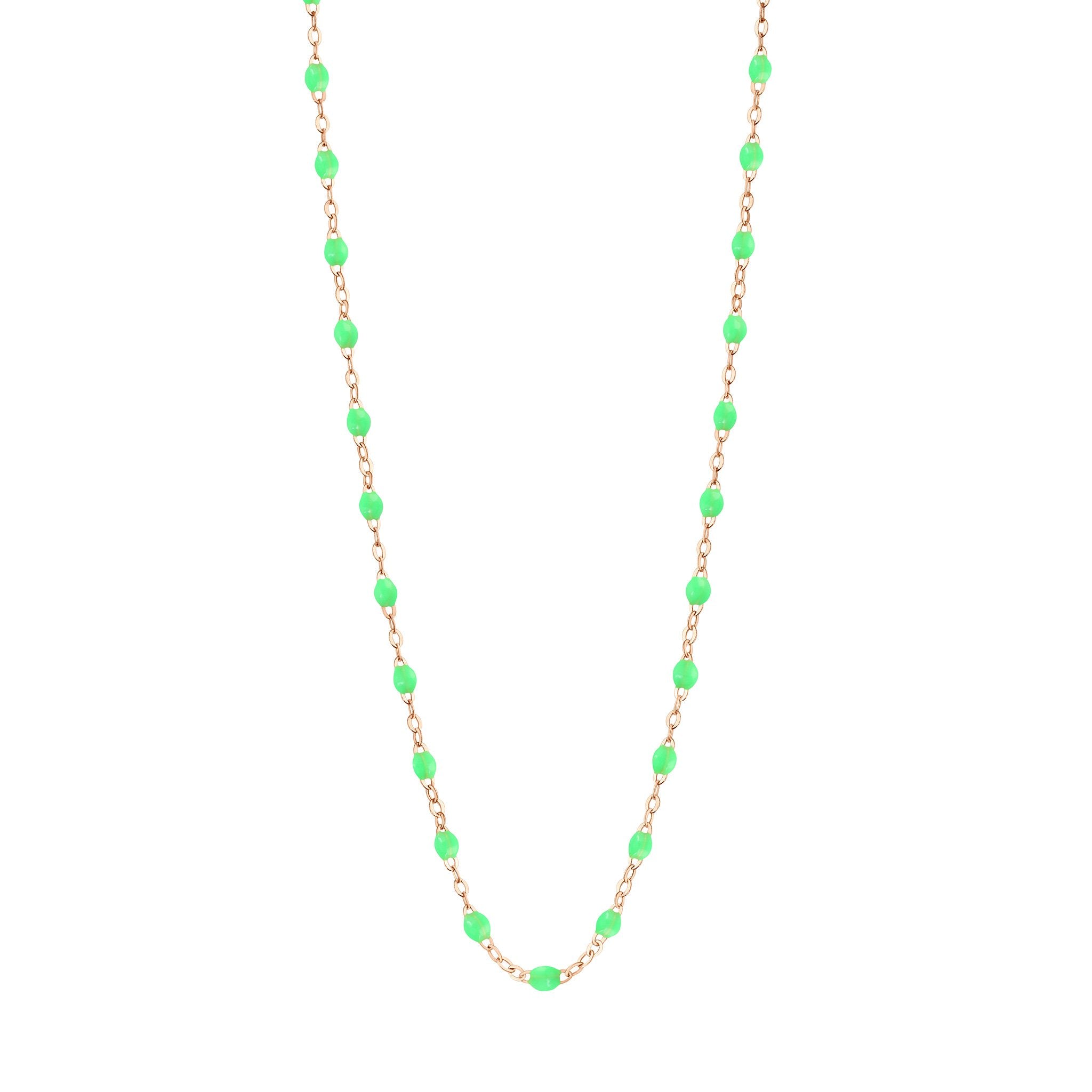 Gigi Clozeau - Collier vert fluo Classique Gigi, or rose, 50 cm