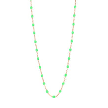 Gigi Clozeau - Collier vert fluo Classique Gigi, or rose, 50 cm