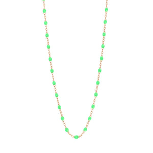 Gigi Clozeau - Collier vert fluo Classique Gigi, or rose, 50 cm