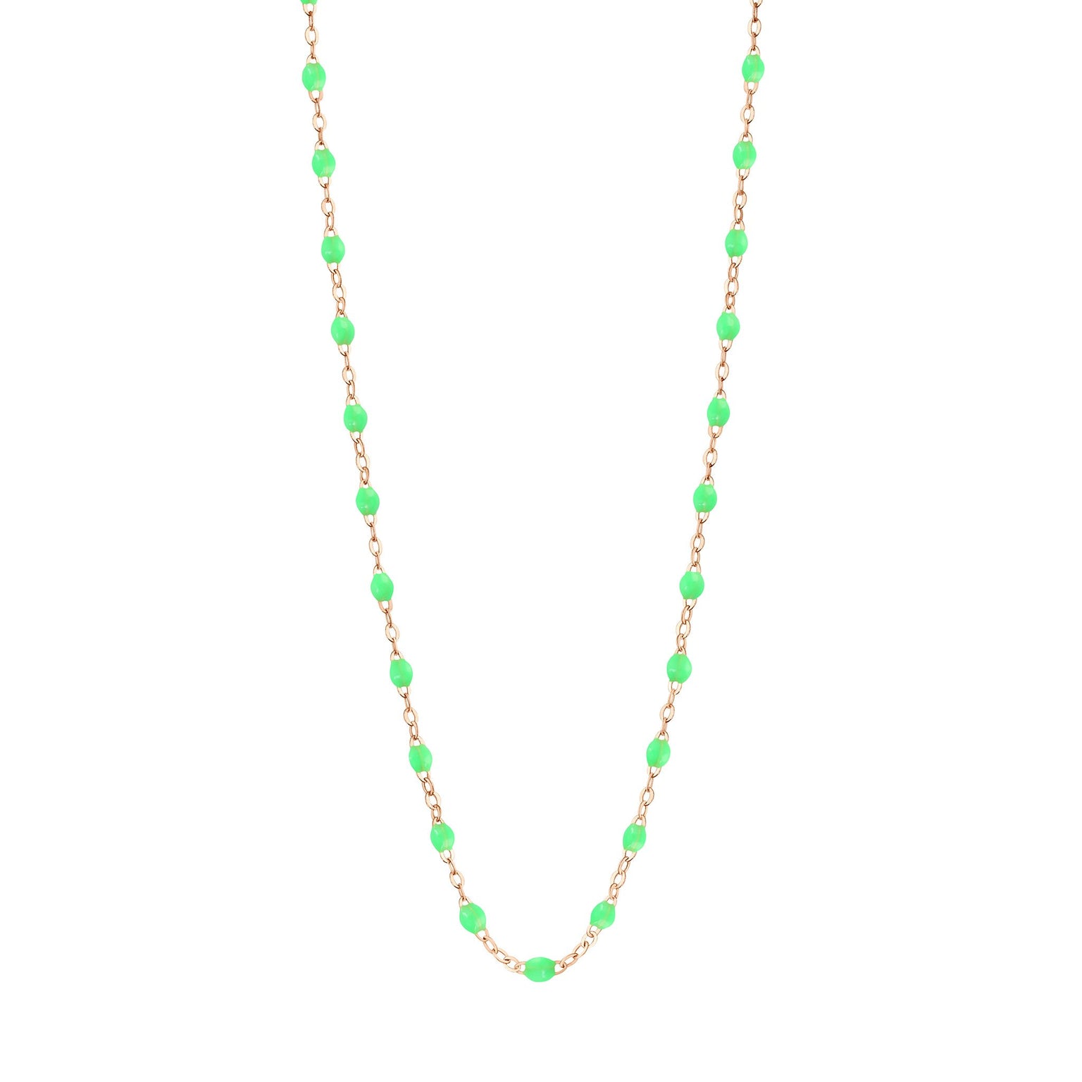Gigi Clozeau - Collier vert fluo Classique Gigi, or rose, 50 cm
