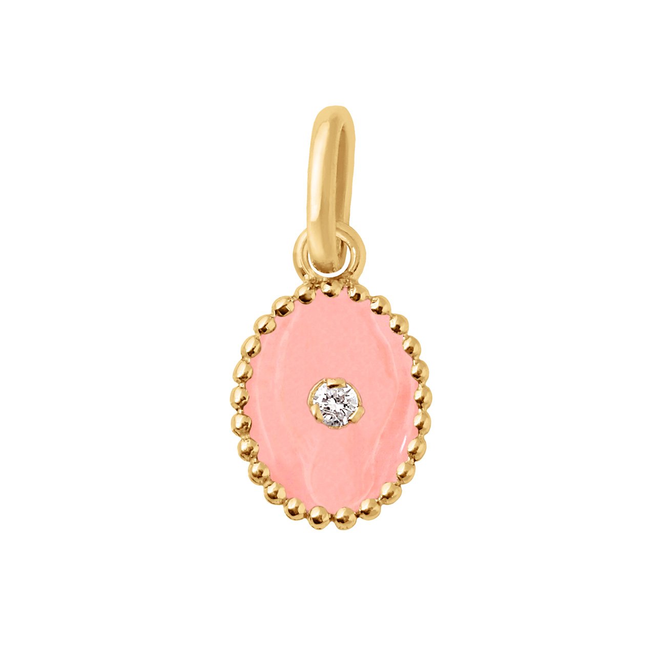 Gigi Clozeau - Pendentif Etoile du Nord résine saumon, diamant, or jaune