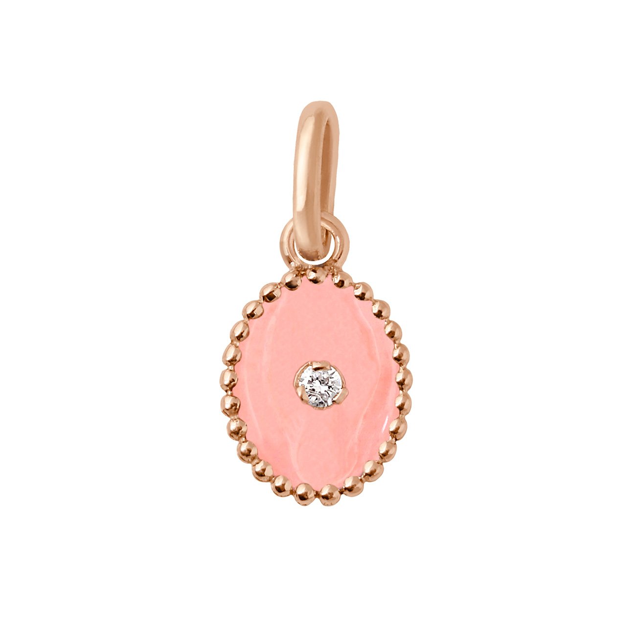 Gigi Clozeau - Pendentif Etoile du Nord résine saumon, diamant, or rose