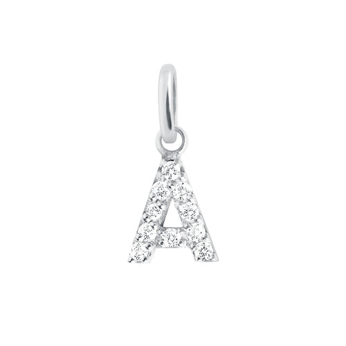Gigi Clozeau - Pendentif Lucky Letter A, or blanc, diamants