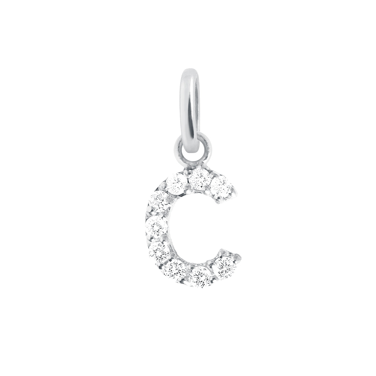 Gigi Clozeau - Pendentif Lucky Letter C, or blanc, diamants