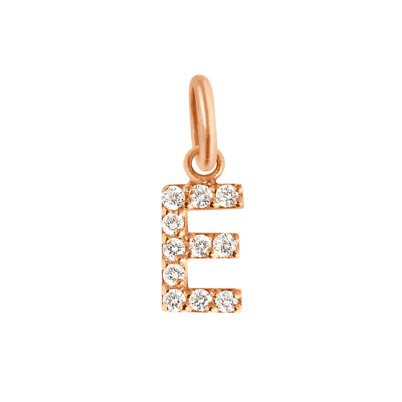 Gigi Clozeau - Pendentif Lucky Letter E, or rose, diamants