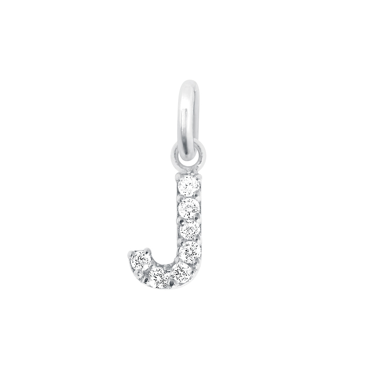 Gigi Clozeau - Pendentif Lucky Letter J, or blanc, diamants