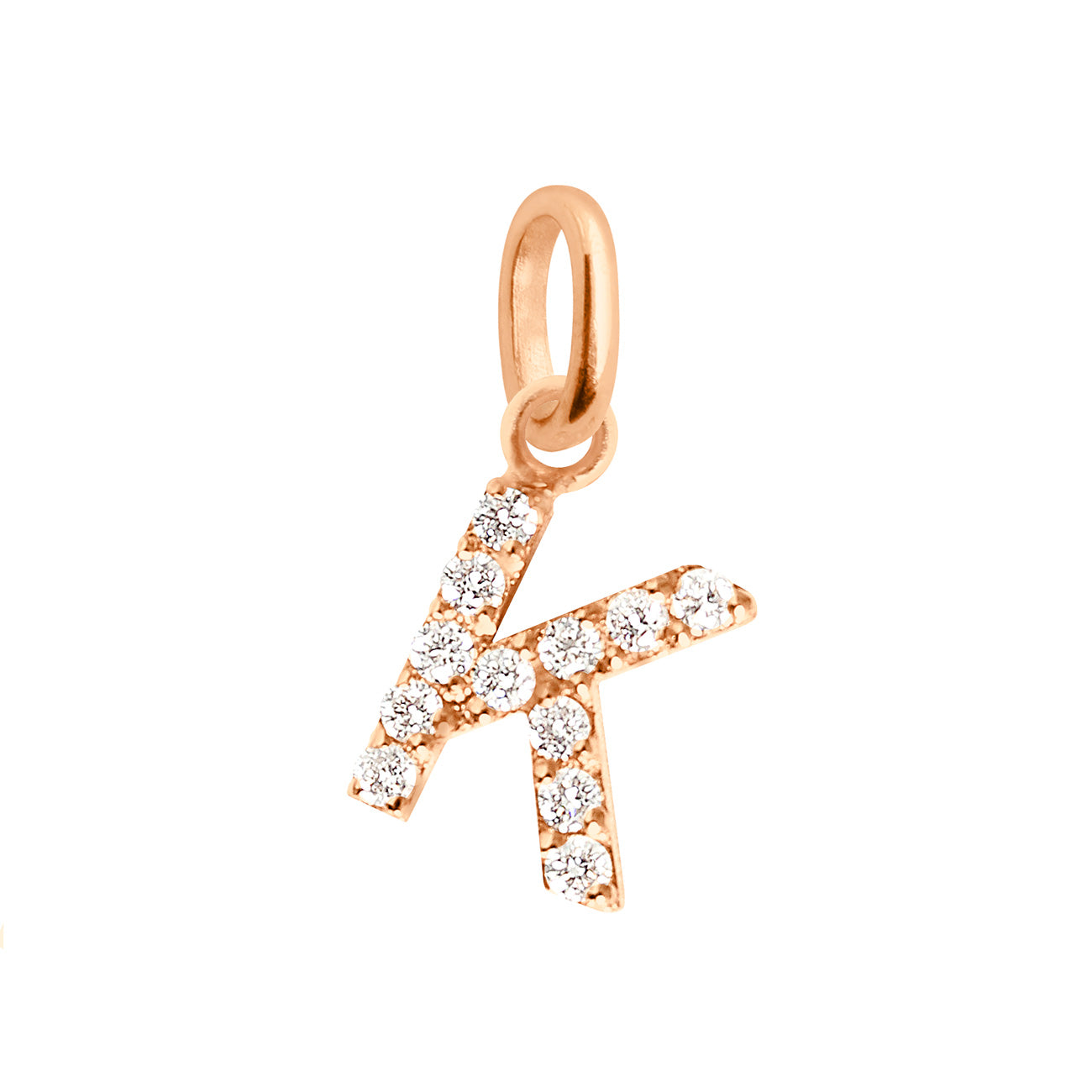Gigi Clozeau - Pendentif Lucky Letter K, or rose, diamants