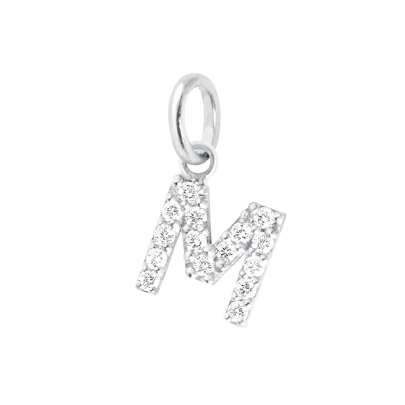 Gigi Clozeau - Pendentif Lucky Letter M, or blanc, diamants