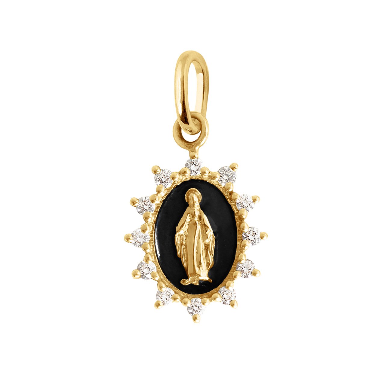Gigi Clozeau - Pendentif noir Madone Suprême, or jaune, diamants