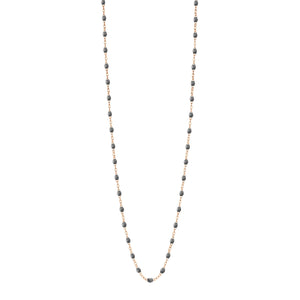 Gigi Clozeau - Sautoir gris foncé Classique Gigi, or rose, 60 cm