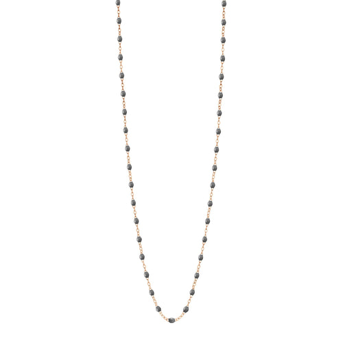 Gigi Clozeau - Sautoir gris foncé Classique Gigi, or rose, 86 cm