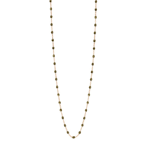 Gigi Clozeau - Sautoir kaki Classique Gigi, or rose, 60 cm