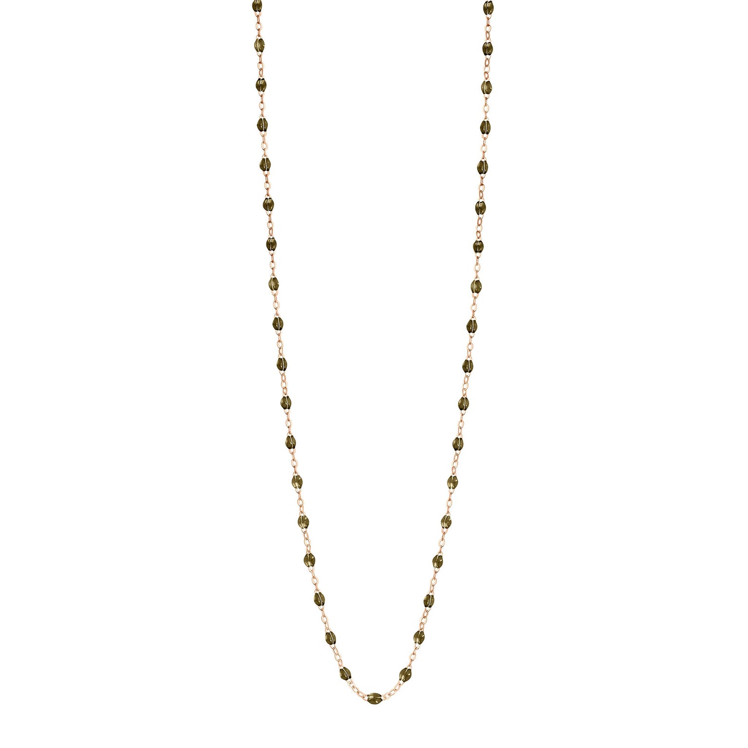 Gigi Clozeau - Sautoir kaki Classique Gigi, or rose, 86 cm