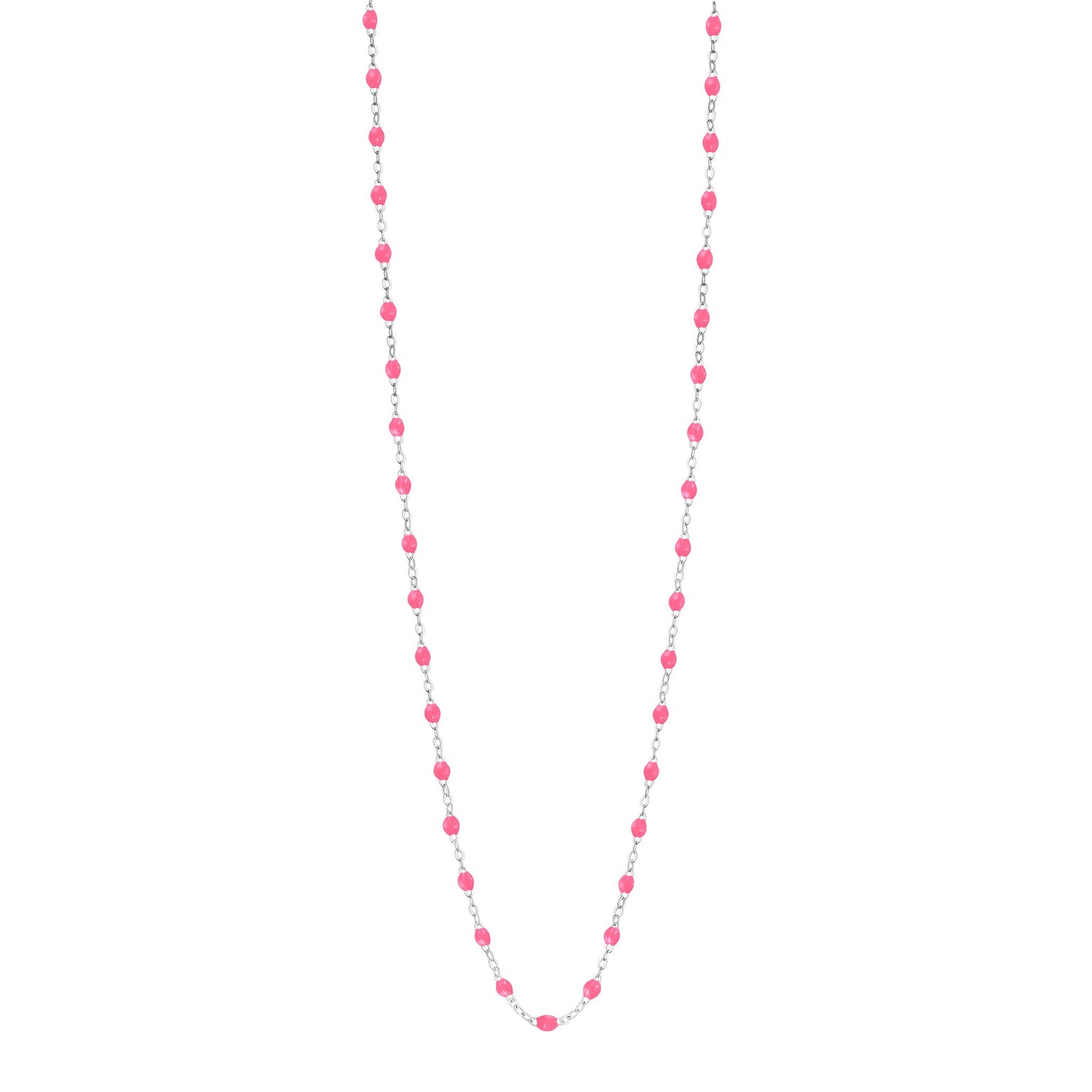 Gigi Clozeau - Sautoir rose fluo Classique Gigi, or blanc, 60 cm