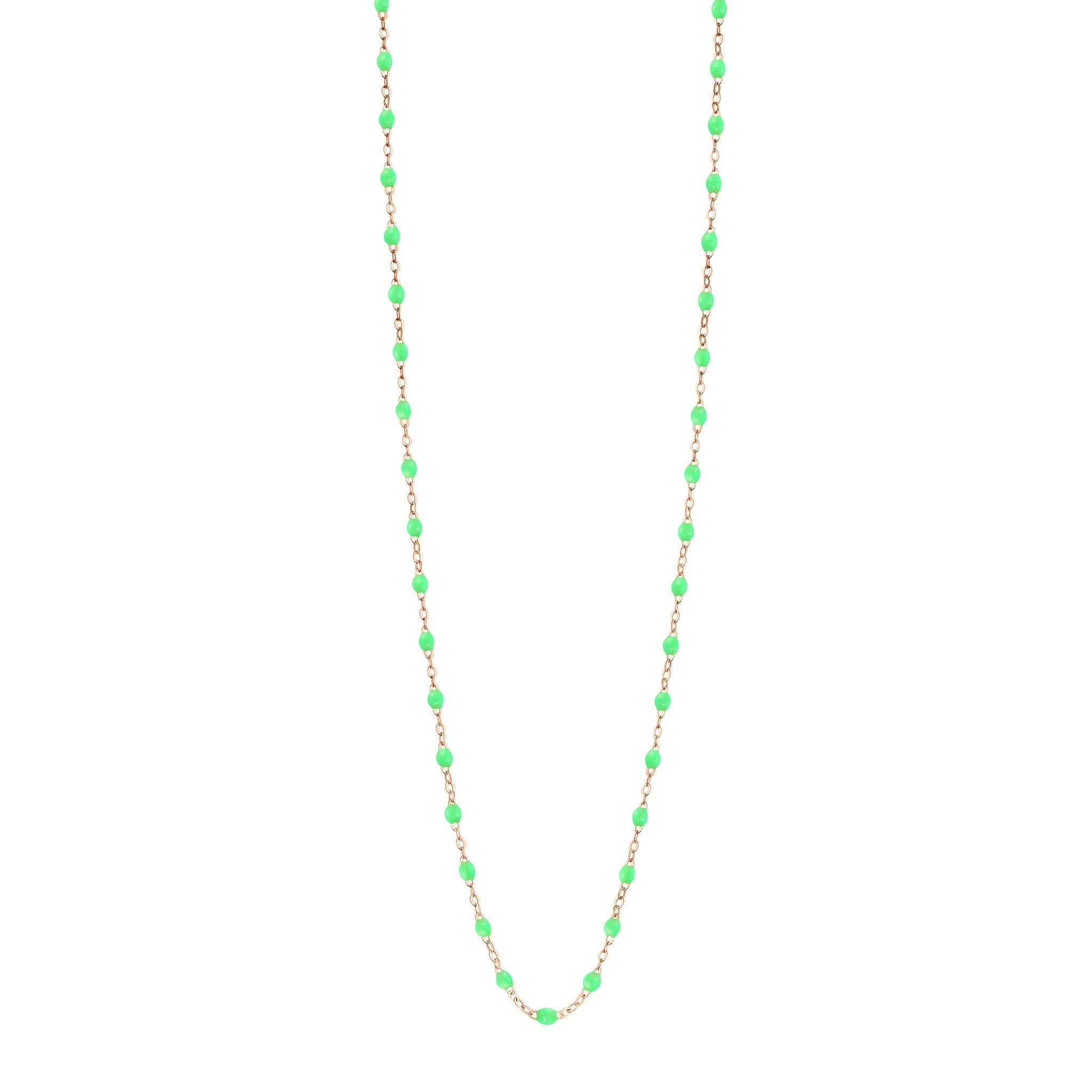 Gigi Clozeau - Sautoir vert fluo Classique Gigi, or rose, 60 cm