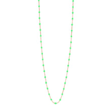 Gigi Clozeau - Sautoir vert fluo Classique Gigi, or rose, 60 cm
